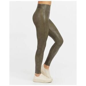 Spanx Faux Leather Croc Shine Legging Darkened Olive M